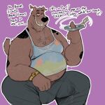 aged_up anthro azathura barazoku belly big_belly bodily_fluids body_hair brown_body brown_fur bulge canid canine canis chest_hair clock clothed clothing collar detailed_bulge domestic_dog ear_piercing ear_ring fur genital_fluids grey_hair hair hairy_male hanna-barbera hi_res male mammal mature_male mottled mottled_body mottled_fur musclegut muscular obese obese_anthro obese_male overweight overweight_anthro overweight_male piercing precum precum_through_clothing ring_piercing scooby-doo scooby-doo_(series) solo talking_to_viewer watch wet wet_clothing