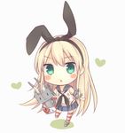  :&lt; :3 anchor bad_id bad_pixiv_id blonde_hair chibi elbow_gloves gloves hair_ornament hairband heart kantai_collection kuu_1801 long_hair open_mouth rensouhou-chan shimakaze_(kantai_collection) striped striped_legwear thighhighs white_background |_| 