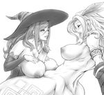  amazon_(dragon's_crown) areolae armlet breasts circlet cleavage closed_eyes detached_sleeves dragon's_crown feathers futa_with_female futanari greyscale hair_feathers hat huge_breasts large_areolae large_breasts large_penis lips long_hair looking_at_another monochrome multiple_girls muscle naughty_face nipples nude open_mouth paizuri penis puffy_nipples sorceress_(dragon's_crown) tattoo thick_thighs thighs toned ultimatesol wince witch_hat 