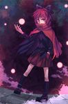  akni bad_id bad_pixiv_id bow cape hair_bow hand_in_pocket long_sleeves red_eyes red_hair sekibanki short_hair skirt solo touhou 