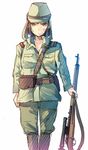  black_hair brown_eyes daito gun hat solo tokurei_sochi_dantai_stella_jogakuin_c3_bu uniform weapon 