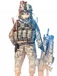  american_flag assault_rifle blonde_hair blue_eyes daito fn_scar gloves grenade_launcher gun helmet military_operator radio radio_antenna rifle short_hair solo tokurei_sochi_dantai_stella_jogakuin_c3_bu underbarrel_grenade_launcher uniform weapon 