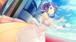  clouds daikou_wakako dress game_cg green_eyes koi_saku_miyako_ni_ai_no_yakusoku_wo_~annaffiare~ natsume_eri purple_hair sky tiara 