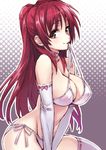  bad_id bad_pixiv_id bikini bikini_in_mouth blush breasts brown_eyes choker cleavage elbow_gloves gloves halterneck kousaka_tamaki large_breasts long_hair looking_at_viewer matsuryuu mouth_hold red_hair ribbon-trimmed_gloves ribbon-trimmed_legwear ribbon_trim side-tie_bikini smile solo swimsuit thighhighs to_heart_2 v_arms white_gloves white_legwear 