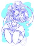  :d eyelashes facepaint fingerless_gloves gloves happy hat jumping long_hair lonmiy monochrome open_mouth panties phantasy_star phantasy_star_online_2 pointy_ears rupika_(pso2) smile solo spot_color striped striped_panties underwear upskirt wiola_magica 