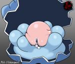 anus balls big_butt bivalve butt clamperl digital_media_(artwork) eyes_closed feral gaping gaping_anus generation_3_pokemon genitals hi_res legless limbless male marine micropenis mollusk nintendo on_model open_mouth penis pokemon pokemon_(species) presenting rapistwerewolf rear_view simple_background small_balls small_penis solo