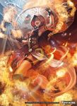  armpits book fire flame force_of_will fuji_q gloves hood open_mouth short_hair solo 