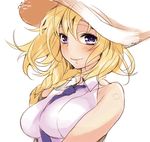  bad_id bad_pixiv_id blonde_hair blush braid breasts fate/apocrypha fate_(series) hat jeanne_d'arc_(fate) jeanne_d'arc_(fate)_(all) long_hair medium_breasts necktie nito_(siccarol) purple_eyes simple_background single_braid sketch sleeveless smile solo white_background 