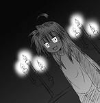  00s ahoge artist_request candle dark izumi_konata long_hair lowres lucky_star monochrome source_request you_gonna_get_raped 