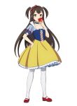  1girl apple artist_request blue_choker blue_corset blue_shirt bow brown_eyes brown_hair choker collarbone corset eating food frilled_skirt frills fruit full_body hair_bow hand_on_own_hip hand_up holding holding_food holding_fruit kazayama_kizuna long_hair looking_at_viewer mary_janes official_art open_mouth pantyhose puffy_short_sleeves puffy_sleeves red_bow shirt shoes short_sleeves simple_background skirt snow_white_(disney) snow_white_and_the_seven_dwarfs solo standing tate_no_yuusha_no_nariagari third-party_source two_side_up white_background white_pantyhose yellow_skirt 