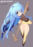  :p ahoge ass blue_eyes blue_hair boots cape dragon_quest dragon_quest_iii flat_ass full_body gloves grey_background long_hair looking_back panties revision sage_(dq3) simple_background solo tatami_to_hinoki thighhighs thong tongue tongue_out underwear weapon 