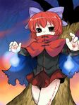  aoi_tobira cape capelet ghost hair_ribbon hakurei_reimu kirisame_marisa red_eyes red_hair ribbon sekibanki solo touhou twilight when_you_see_it willow yukkuri_shiteitte_ne 