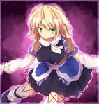  arm_support bad_id bad_pixiv_id blonde_hair fuuen_(akagaminanoka) green_eyes mizuhashi_parsee pointy_ears scarf short_hair solo touhou 