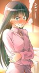  amagami angry ayatsuji_tsukasa black_hair blush clenched_teeth crossed_arms green_eyes jpeg_artifacts long_hair looking_at_viewer sakayama_shinta scowl shirt solo teeth 