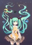  absurdres bad_id bad_pixiv_id fingerless_gloves floating_hair gloves green_eyes green_hair hatsune_miku highres long_hair mai_(amailove) odds_&amp;_ends_(vocaloid) project_diva_(series) project_diva_f robot skirt solo star thighhighs twintails very_long_hair vocaloid 