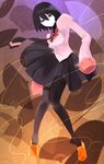  black_eyes black_hair empty_eyes highres monogatari_(series) oshino_ougi pantyhose rota_(bitmap1022) short_hair smile solo 