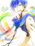  bad_id bad_pixiv_id blue_eyes blue_hair headset hiyoyogi kaito kaito_(vocaloid3) male_focus scarf smile solo vocaloid 