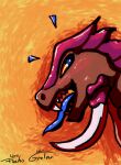 blizzard_entertainment blue_eyes brown_body claws drythkalt exoskeleton fleeks gyrotech male markings portrait purple_markings quadruped solo spines starcraft tusks yellow_sclera zerg zergling