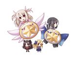  black_hair blonde_hair blue_eyes chibi fate/kaleid_liner_prisma_illya fate_(series) highres illyasviel_von_einzbern kuena long_hair luviagelita_edelfelt magical_ruby magical_sapphire miyu_edelfelt multiple_girls red_eyes toosaka_rin white_hair yellow_eyes 