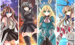  aqua_eyes atago_(kantai_collection) bad_id bad_pixiv_id black_hair blonde_hair blue_eyes brown_eyes brown_hair eyepatch highres kantai_collection kongou_(kantai_collection) lifebuoy long_hair marionette_(excle) multiple_girls pantyhose rensouhou-chan shimakaze_(kantai_collection) tenryuu_(kantai_collection) thighhighs yellow_eyes 