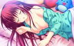  1girl aridome_mao breasts eyes_closed game_cg long_hair nipples no_bra pajamas peassoft red_hair sakurage_shibayuki sleeping solo zutto_tsukushite_ageru_no! 