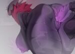 anthro areola arthropod big_breasts biped black_body blush bodily_fluids breasts duo erection female fur genital_fluids genitals hollow_eyes male male/female multicolored_body nipples onm11 penetration penile penile_penetration penis purple_areola purple_nipples purple_pussy pussy red_body red_fur sex shallow_penetration simple_background vaginal vaginal_penetration white_body