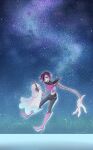  1boy 1other absurdres androgynous black_eyeshadow black_hair black_pants blue_sky boots cable colored_skin commentary_request doll_joints eyeshadow floating ghost gloves grey_skin hair_over_one_eye headphones heart high_heel_boots high_heels highres joints long_arms looking_at_another makeup metal_skin mettaton napstablook night night_sky open_mouth pants pink_boots pink_eyes robot robot_boy short_hair sky star_(sky) starry_sky twitter_username undertale white_gloves yomogimo_chi 