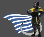 4_fingers absurd_res alien ammo_belt anthro armor belt blue_cape blue_clothing boots cape carapace clothing cuisse davespaceman digitigrade dp-40 energy_ball fingers footwear fs-23 gloves gold_(metal) gold_armor gold_clothing greaves grey_armor grey_clothing grey_suit gun handgun handwear helldiver helldivers hi_res insignia male marine markings otani_rother_zumangil_(davespaceman) p-4_senator pauldron psychic ranged_weapon revolver scalie shoes solo striped_markings striped_tail stripes suit symbol tail tail_markings undersuit vambrace vinesian weapon white_body white_cape white_clothing yellow_clothes yellow_clothing