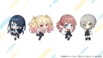  :d black_boots black_hair black_shoes black_skirt black_socks black_thighhighs black_vest blonde_hair blue_eyes blue_necktie blunt_bangs blush boots brown_hair chibi chibi_only closed_mouth collared_shirt commentary_request copyright_notice full_body gradient_hair green_eyes green_necktie grey_hair hand_on_own_hip hand_up hinomori_shiho hoshino_ichika_(project_sekai) kowareta_sekai_to_utaenai_miku leg_up long_hair looking_at_viewer mochizuki_honami multicolored_hair necktie open_mouth pink_hair project_sekai red_eyes red_necktie sample_watermark shirt shoes short_hair short_sleeves skirt smile socks standing tenma_saki thighhighs twintails uekura_eku vest watermark white_background white_shirt yellow_necktie 