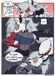 absurd_res angry anthro blush clothing comic cross-popping_vein dialogue female helluva_boss hi_res icey_(artist) loona_(helluva_boss) smile sniffing sniffing_clothes solo
