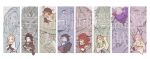  1other 4boys 4girls absurdres aiming aiming_at_viewer alfyn_greengrass apple arrow_(projectile) ascot axe bandaged_arm bandages bangle black_hair blonde_hair blue_eyes book border bow_(weapon) bracelet bright_pupils brown_eyes brown_gloves brown_hair clenched_hand commentary_request covering_own_mouth cropped_shirt crossed_arms cyrus_albright dual_persona earrings elbow_gloves everyone floating_clothes floating_hair food fruit fur_shawl gloves gold_earrings green_eyes green_jacket h&#039;aanit_(octopath_traveler) hair_over_one_eye hair_slicked_back highres holding holding_book hoop_earrings jacket jewelry linde_(octopath_traveler) long_hair multiple_boys multiple_girls necklace octopath_traveler octopath_traveler_i olberic_eisenberg one_eye_closed open_book open_mouth ophilia_clement own_hands_clasped own_hands_together pink_hair poncho ponytail primrose_azelhart profile purple_poncho purple_scarf scarf shawl short_hair sleeveless sleeveless_jacket sleeves_rolled_up snow_leopard sparkle therion_(octopath_traveler) tressa_colzione upper_body weapon white_ascot white_border white_hair white_pupils yomogimo_chi 