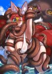 absurd_res ambiguous_gender animal_ears animal_humanoid arm_grab bent_over big_breasts bikini blonde_highlights blush bodily_fluids breast_grab breasts canid canid_humanoid canine canine_humanoid cephalopod cheek_bulge clothing cloud coleoid day emanata eyelashes female female/ambiguous feral fox fox_ears fox_humanoid green_eyes grope hair hand_on_breast hands_behind_head heart_symbol hi_res highlights_(coloring) horizontal_pupils humanoid inner_ear_fluff leg_grab makeup mammal mammal_humanoid marine mollusk multi_tail nipple_fetish nipple_play nipple_play_through_clothing octopodiform octopus ongari oral oral_penetration outside penetration pupils red_hair restrained_arms sea sex sky slime standing steam suction_cup swimwear tail tail_grab tears tentacle_around_arm tentacle_around_breast tentacle_around_leg tentacle_around_neck tentacle_around_waist tentacle_in_mouth tentacle_penetration tentacle_sex tentacle_slime tentacles torso_grab tremble_spikes tuft two-piece_swimsuit water wet