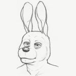1:1 2025 absurd_res anthro bonnie_(fnaf) bust_portrait collarbone five_nights_at_freddy&#039;s graphite_(artwork) happy hi_res lagomorph leporid long_ears looking_up male mammal monochrome no_eyebrows portrait rabbit scottgames simple_background sketch slightly_chubby solo tangerin4yon traditional_media_(artwork) white_background