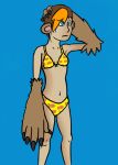  bikini blue_eyes brown_hair clothing hair humanoid mammal monster_girl_(genre) mrsquidon swimsuit ursid 