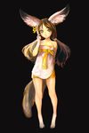  absurdres animal_ear_fluff animal_ears bare_shoulders blade_&amp;_soul brown_hair dicorndl earrings green_eyes highres jewelry long_hair lyn_(blade_&amp;_soul) shorts sketch solo tail twintails 