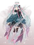  bad_id bad_pixiv_id boots crown fei_(songyijie) hatsune_miku highres knee_boots long_hair musical_note skirt solo thighhighs twintails very_long_hair vocaloid 