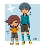  character_name full_body gloves goalkeeper inazuma_eleven_(series) inazuma_eleven_go male_focus mizuhara_aki multiple_boys okegawa_yukimori open_mouth seidouzan seidouzan_soccer_uniform soccer_uniform sportswear standing temizu_kenji 