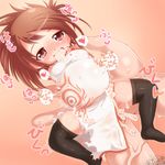  1girl all_the_way_through anal black_legwear blush brown_hair china_dress chinese_clothes clothed_sex cum cum_in_ass dress ejaculation hand_on_another's_stomach hand_on_stomach heart inflation minigirl monugaeru original pubic_hair sex size_difference smile spread_legs stomach_bulge sweat tears thighhighs torn_clothes trembling vomit 
