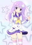  choker d-pad d-pad_hair_ornament hair_ornament honeycute long_hair nepgear neptune_(series) panties purple_eyes purple_hair solo striped striped_legwear thighhighs underwear 