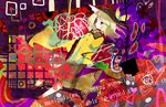  green_eyes green_hair hat komeiji_koishi psychedelic solo tamagogayu1998 third_eye touhou wide_sleeves 