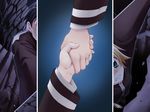  1boy 1girl black_hair blonde_hair braid brother_and_sister chris_northfield fukamori_arata game_cg green_eyes hair hand_holding princess_waltz school_uniform siblings takeya_masami 