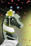  2023 accessory apollyondragon bride digital_media_(artwork) dragon ear_piercing female feral flower flower_on_head glowing glowing_eyes half-length_portrait hi_res horn leaf moonwatcher_(wof) multicolored_body mythological_creature mythological_scalie mythology nightwing_(wof) piercing plant portrait scalie signature solo wings_of_fire 