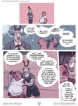 abe_(mikrogoat) anthro antlers athletic_wear basil_(mikrogoat) comic deer dialogue domestic_pig duo ear_piercing gym hi_res horn hybrid male male/male mammal mikrogoat obese obese_anthro obese_male overweight overweight_anthro overweight_male piercing scared sexual_harassment speech_bubble suid suine sus_(pig)