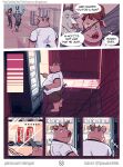 anthro athletic_wear basil_(mikrogoat) comic curled_tail deer dialogue domestic_pig ear_piercing female gym hi_res horn hybrid lagomorph leporid male mammal mikrogoat obese obese_anthro obese_male overweight overweight_anthro overweight_male piercing rabbit ruby_(mikrogoat) speech_bubble suid suine sus_(pig) tail thought_bubble vending_machine worried_look