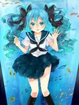  1girl aqua_hair female fish highres kakizato kakizato_shinano ribbon school_uniform solo vocaloid 