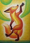 3_fingers 3_toes ambiguous_gender canid canine cheek_tuft claws cross-hatching detailed detailed_fur eyes_closed facial_tuft feet feral fingers fox fur grass hatching_(art) hi_res mammal multicolored_body multicolored_fur nikraccoom painting_(artwork) plant pointy_ears pose shaded solo standing tail toes traditional_painting_(artwork) tuft
