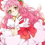  bad_id bad_pixiv_id bow dress food fruit gloves hat long_hair object_namesake pink_hair puyopuyo puyopuyo_quest sgawarananto solo strawberina strawberry white_background yellow_eyes 