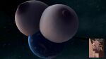 16:9 2025 3d_(artwork) 4k absurd_res anthro areola big_breasts breasts breasts_on_planet canid canid_demon canine coriponer demon digital_media_(artwork) earth english_text female fur hellhound helluva_boss hi_res huge_breasts hyper hyper_breasts loona_(helluva_boss) mammal mythological_canine mythological_creature mythology nipples nude planet profanity revamped_anthros solo tail text white_body white_fur widescreen