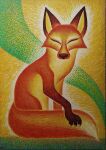 3_fingers 3_toes ambiguous_gender canid canine cheek_tuft claws cross-hatching detailed detailed_fur eyes_closed facial_tuft feet feral fingers fox fur grass hatching_(art) hi_res looking_at_viewer mammal multicolored_body multicolored_fur nikraccoom painting_(artwork) plant pointy_ears shaded sitting solo tail toes traditional_painting_(artwork) tuft