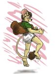 ageplay anthro being_held big_ears brown_hair clothed clothing diaper disembodied_hand fur green_clothing green_eyes green_shirt green_topwear hair hi_res infantilism jays_art_corner lifted lifting long_tail looking_back male mammal midair mouse murid murine pantsless raised_leg rodent roleplay shirt soiled_diaper solo surprise tail tail_fluff topwear unclean_diaper used_diaper yellow_body yellow_fur